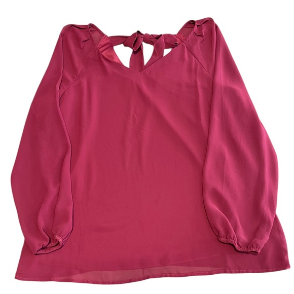 Nine West Long Sleeve Satin Ribbon Tie-Back Top Maroon Women’s Size Medium - Picture 9 of 12